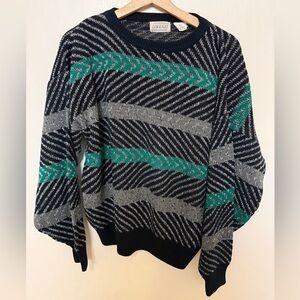 Lorenzo Navy Sweater with Teal and Light Gray Accents